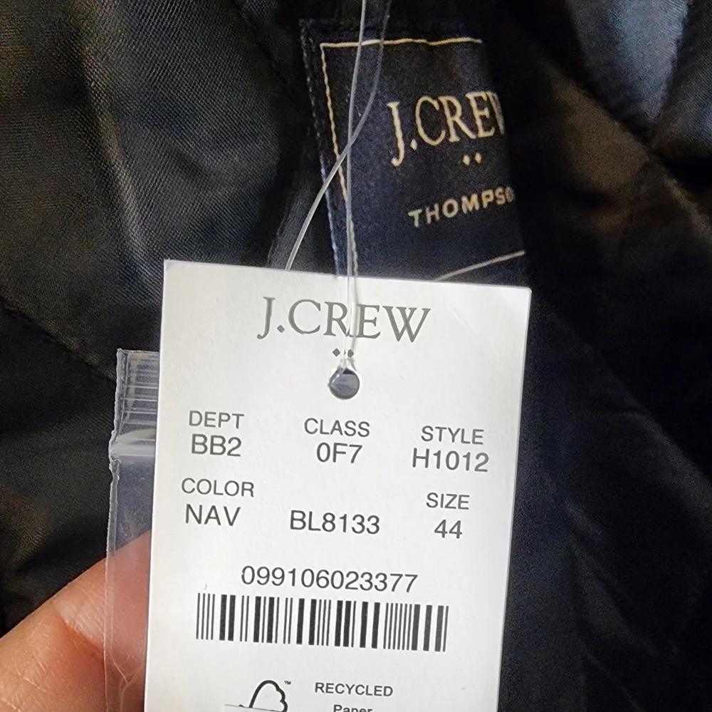 J. Crew Thompson Topcoat Navy Wool Winter Office Elegant Mens Luxury Preppy